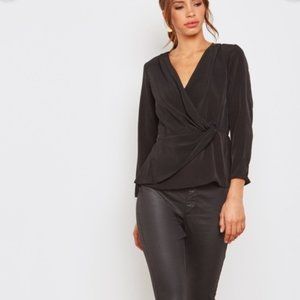 Topshop Black Front Twist Knot Top